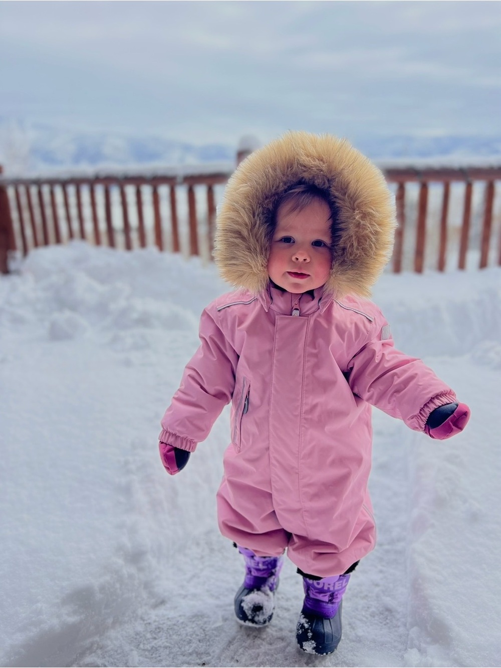 Reima Kids Winter Snowsuit - Pink with Faux Fur Hood size 80 18-24 months size